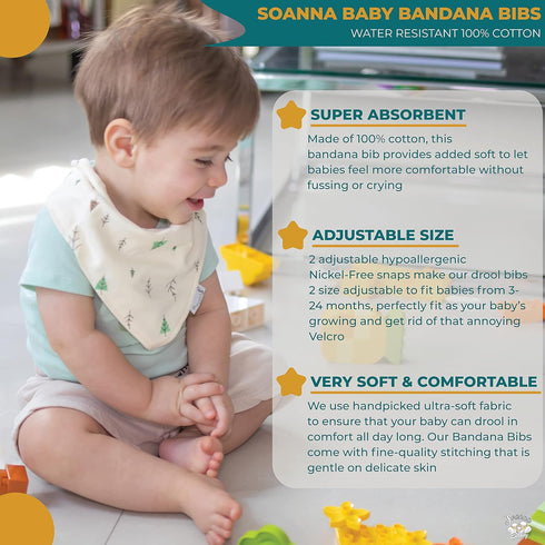 Soanna Baby Bandana Bibs 6 packs Bandana Drool Bibs 100% Cotton for Unisex Boys Girls SOFT And ABSORBENT...