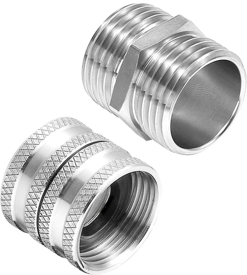 M MINGLE Garden Hose Adapter, Male to Male, Female to Female, 3/4 Inch Stainless Steel Connector, 4-Pack with Extra 4 Washers...