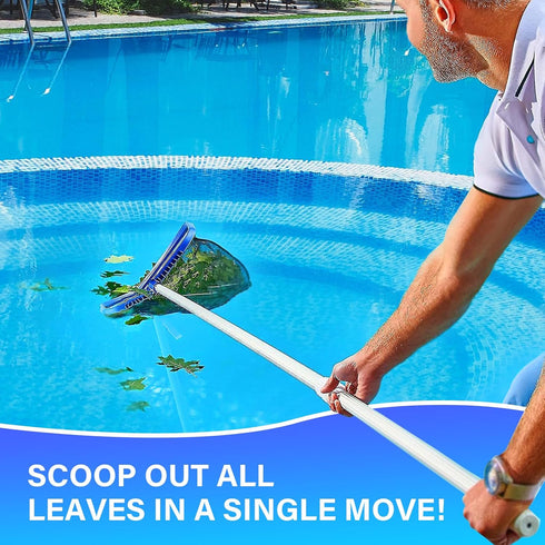 Swimming Pool Leaf Skimmer Net, Reinforced Frame Deep Rake Pool Cleaning Net without Pole, Larger Capacity Fine Pool Nets for Cleaning, Easy Scoop...