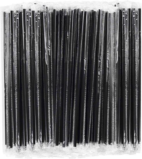 200 Pcs Individually Packaged Black Plastic Extra Long Flexible Disposable Drinking Straws.(0.23'' diameter and 10.2" long) (Black)...
