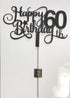 Black Glitter 60th Birthday Cake Topper, Happy 60th Birthday Cake Topper, 60th Birthday Party Decorations...