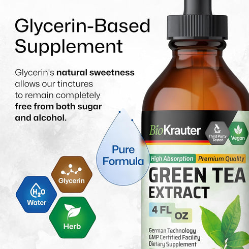 Green Tea Extract Tincture - Organic Green Tea Supplements with EGCG - Antioxidant Source - Immune Support Supplement - Alcohol and Sugar Free - V...