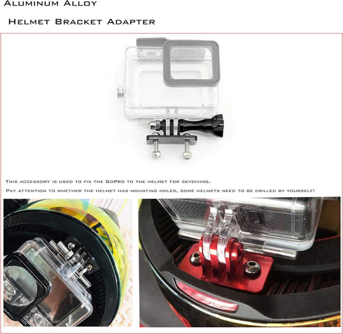 Universal Helmet Fixed Mounts, Camera Metal Bracket Adapter, Camera Accessories for GoPro Series Sport Camera/Skydiving Helmet with 1/4" Screw Ada...