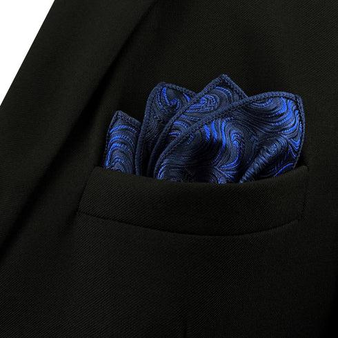 S&W SHLAX&WING Navy Pocket Square for Suit Silk Handkerchief XL...