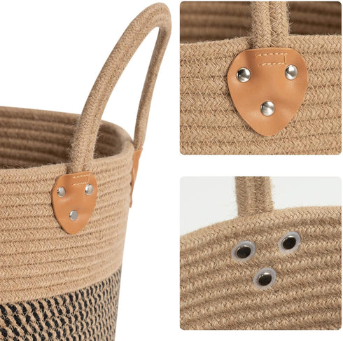 CHICVITA Wicker Laundry Basket With Handles, Storage Baskets for Decor, Rope Basket for Blankets, Toys, Clothes, Shoes, Plant Basket for Living Ro...