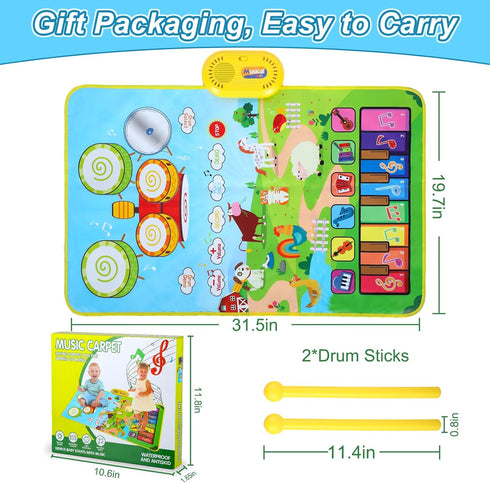 Toys for 1 Year Old Boys and Girls: Love&Mini 3 in 1 Musical Mat for Toddlers 1-3 with Drum 6 Musical Instrument and 8 Animals Sounds Piano Mat To...