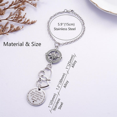 To My Daughter Compass Car Charm, I Hope You Believe In Yourself As Much As I Believe In You Car Charm, Rear View Mirror Car Charm for Daughter Bi...