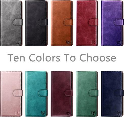 SUANPOT for iPhone Xs Max 6.5"(Non XS 5.8") with RFID Blocking Leather Wallet case Credit Card Holder,Flip Folio Book Phone case Shockproof Cover ...