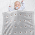 100% Cotton Baby Blanket Knit Soft Cozy Swaddle Receiving Blankets Toddler Infant blanket with Lovely Elephant for Newborn Boy Girls - Grey, 90 x ...