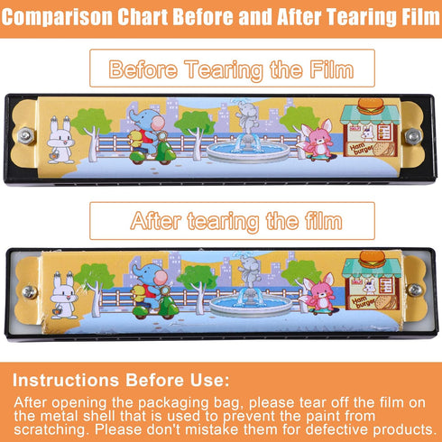 UPINS Harmonica for kids adults Beginners Bulk 4Pcs Armonica Para Ninos Cartoon Printed Key of C 16 Hole Harmonica Toy Musical Instruments Birthda...