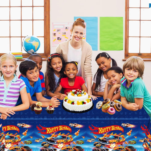 3pcs Hot Birthday Decorations Tablecloth Racing Car Themed Large 107x53.9 Inches Birthday Decorations Disposable Waterproof Table Covers for Birth...