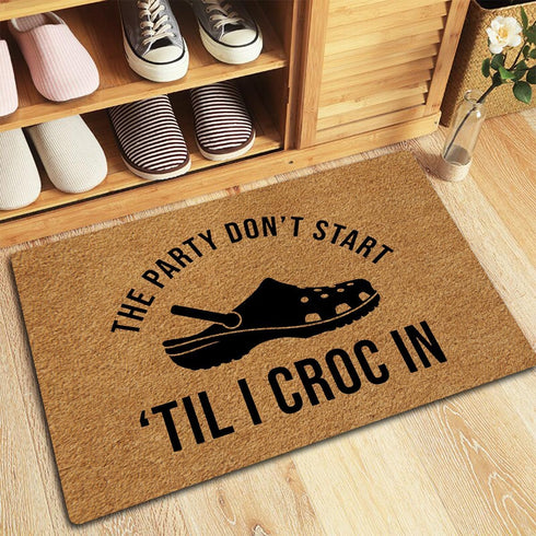 Funny Doormats Don't Start Till I Croc in Welcome Mat for Entrance Way Rubber Back for Front Door Indoor Outdoor Cute Rugs 23.6"(L) x 15.7"(W)...