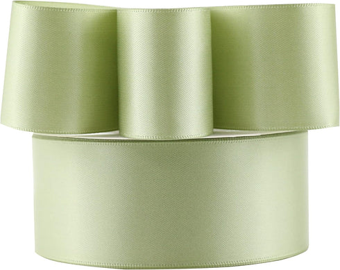 Sage Green Satin Ribbon 1-1/2 Inch Moss Ribbon for Crafts Double Face Satin Ribbon for Gift Wrapping Thick Ribbon for Wedding Decor Hair Bows Part...