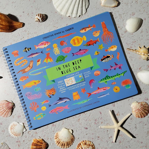 in The Deep Blue Sea Stickers + Coloring Book (500+ Ocean Animal Stickers for Kids & 12 Coloring Pages)- Side by Side Sticker Activity Book - Fun ...