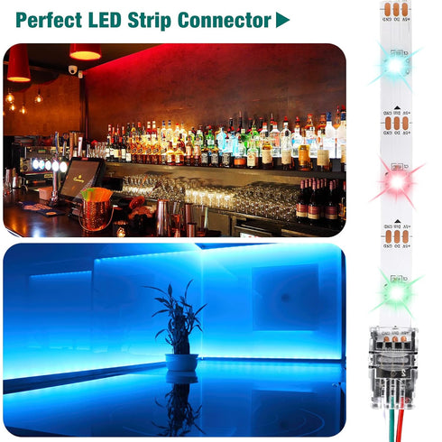 11 Pieces 3 Pin LED Strip Connectors Tunable 10 mm LED Strip Light Connectors LED Strip Connector Terminal for WS2811 WS2812B SK6812 LED Strip No ...