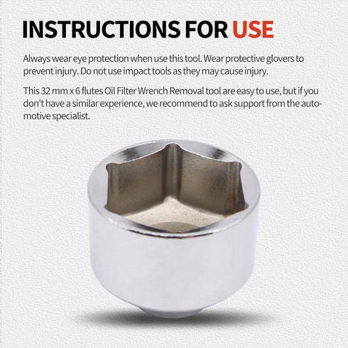 32mm Oil Filter Socket Compatible with Ecotec,Compatible with TDI,Compatible with VW,Compatible with GM,Compatible with Audi,Compatible with BMW,C...
