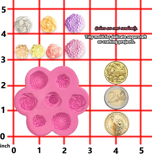 Mini Flowers Fondant Silicone Mold for Sugarcraft Cake Decoration, Cupcake Topper, Polymer Clay, Soap Wax Making Crafting Projects 7-Cavity...