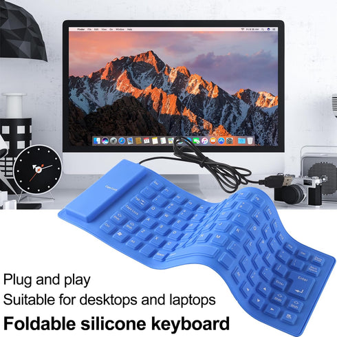 Soft Silicone Keyboard, Foldable Keyboard, Silent, Portable Silicone Wired Keyboard, USB+PS2 Interface, Convertible, Waterproof and dustproof, for...