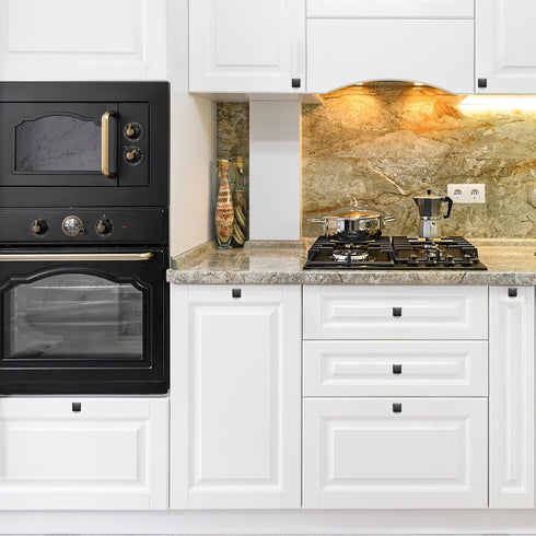 Home Expert Black Cabinet Knobs 5 Pack Kitchen Cabinet Knobs Square Black Knobs for Kitchen Cabinets and Drawers Matte Black Drawer Pulls and Knob...