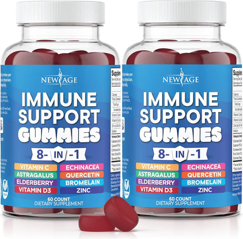 8 in 1 Immune Support Booster Supplement with Astragalus Root, Vitamin C and Zinc 50mg, Vitamin D 5000 IU, Turmeric Curcumin & Ginger, B6, Elderbe...