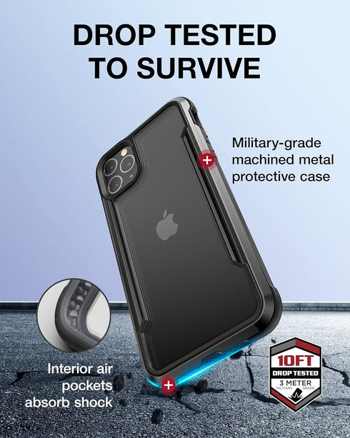 Raptic Shield for iPhone 11 Pro Max Case, Shockproof Protective Clear Case, Military 10ft Drop Tested, Durable Aluminum Frame, Anti-Yellowing Tech...