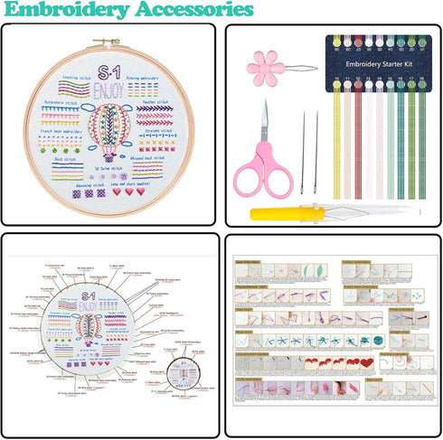 SONGHEARR 3 Sets Embroidery Kits for Beginners - Beginners Embroidery Stitch Practice Kits - Embroidery Starter Kits Craft Kits - Birthday Gifts f...