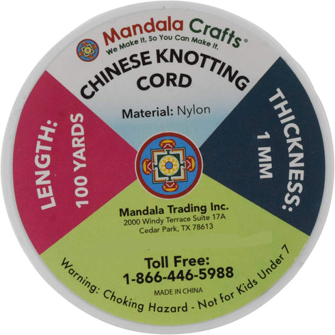 Mandala Crafts Nylon Satin Cord 1mm Rattail Cord White String - 100 Yds Nylon Chinese Knotting Cord Rat Tail Silk Cord for Bracelet Necklace Jewel...