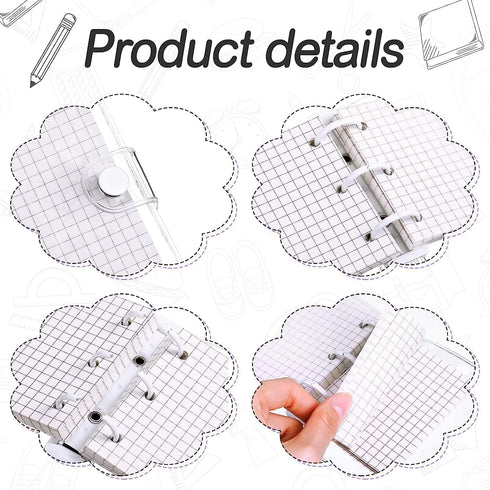 2 Sets Mini 3 Ring Binder Transparent Covers with Mini Binder Inner Paper Pockets Clear Soft PVC Notebook Closure Loose Leaf Folder Round Ring Bin...