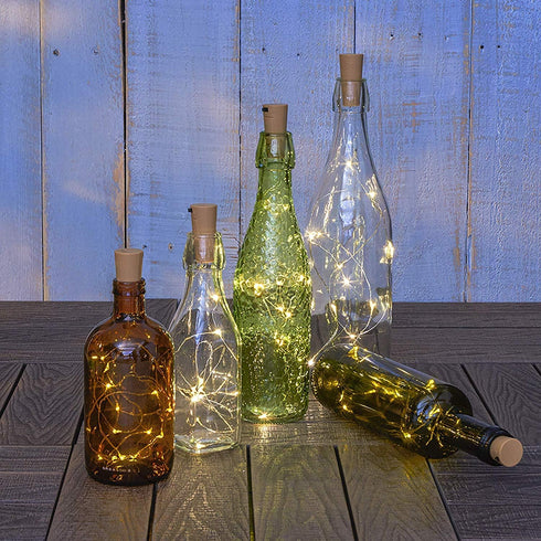 Sterno Home GL42588 LED Cork Wine Bottle Fairy String Lights, 10-Pack, Silver Wire...