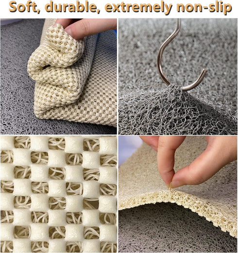 Anti Slip Shower Mat, Soft Textured Bath Mat, Easy Drain Non Slip Comfort Bathtub Mats, Quick Drying PVC Loofah Bathroom Mats, Phthalate Free (15....
