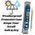 Tamara Baskin Art Glass Mediterranean Sea Mezuzah, Weatherproof Metal Case - Gift Box and Scroll Included - Handmade in the USA - Guaranteed for L...