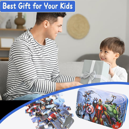 Generic NEILDEN Puzzles for Kids Ages 4-6 Toddler Puzzles for Kids 60 Pieces Puzzles in a Metal Box Educational Jigsaw Puzzles for Girls and Boys,...