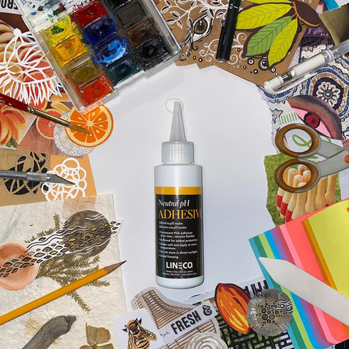 LINECO Neutral pH Adhesive 8 Oz, Acid-Free, All-purpose Glue, Dries Clear and Remains Flexible. Used for Bookbinding and Book Repair, Framing, Col...