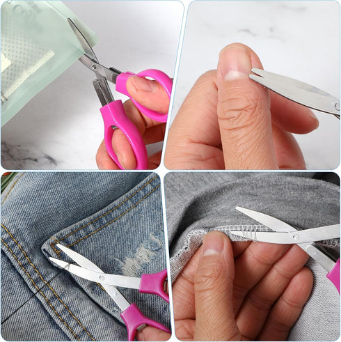 4Pcs Folding Scissors, Portable Mini Travel Scissors Small Safety Foldable Scissors Stainless Steel Telescopic Cutter for Crafting, Retractable Cu...