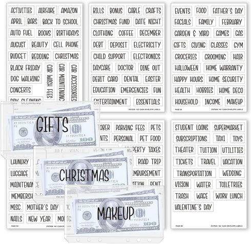 142 Pcs Budget Stickers for Cash Envelopes, Mageeki Budget Binder Label Stickers, Budget Planner Letter Stickers for Cash Envelopes & A6 Binder, M...