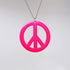 Hot Pink Hippie Peace Sign Pendant Necklace Enamel on Pewter Cosplay Jewelry...