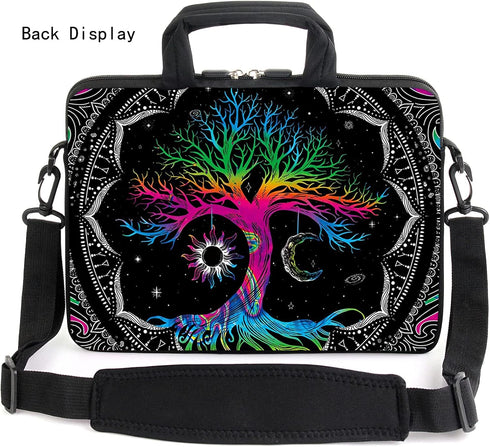 AMARY 13" 13.3" laptop sleeve chromebook case adjustable shoulder strap with handle accessory pocket (Colorful Tree)...