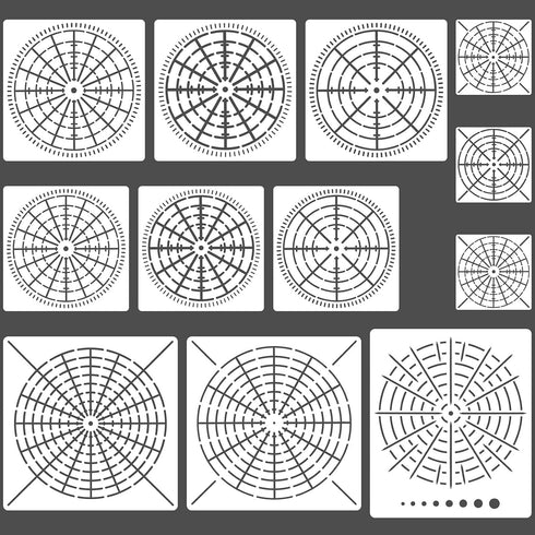 12 Pieces Mandala Dot Painting Stencils 3.5/5.1/5.8/7.9 Inches Reusable Stencils Segment Mandala Template for DIY Wall Tile Paper Fabric Glass Met...