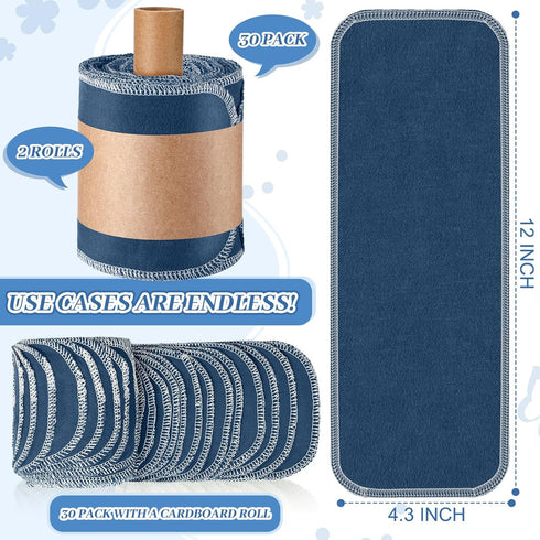30 Pack Reusable Bidet Towels Washable Reusable Toilet Paper Bulk Paperless Towels Rolls Flannel Cotton Treadmill Towels Cloth Wipes Bathroom Napk...