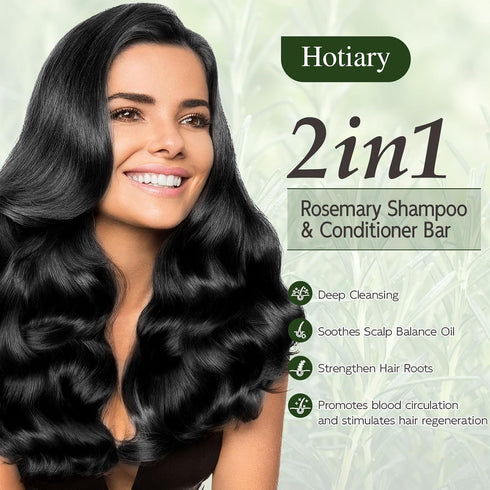 2 in 1 Rosemary Hair Regrowth Shampoo & Conditioner Bar, Prevent Hair Loss Deep Cleansing Rosemary Shampoo Bar for Fine & Oilly Hair & Scalp with ...