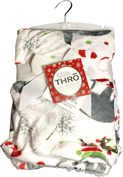 Baby's First Christmas Sven Sloth Micromink Sherpa Decorative Baby Throw...