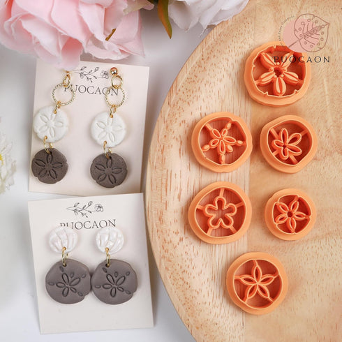Puocaon Sand Dollar Clay Cutters - 6 Pcs Clay Cutters for Polymer Clay Jewelry, Ocean Animal Clay Cutters for Earrings, Sea Creature Polymer Clay ...