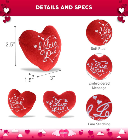 DolliBu I Love You Red Plush Heart Small Cushion Size: 3 inch - Valentine Stuffed Mini Plush Symbol Figure Accessories Decoration Ornament Proposa...