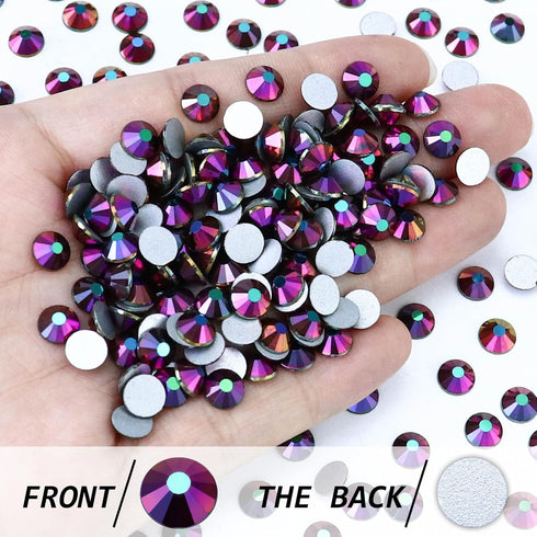Flatback Crystal Rhinestones Round Gems for Nail Art and Craft Clothes Glue Fix, Rainbow AB (2.9-3.0mm) SS12/1440PCS...