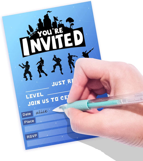Yangmics Direct 30 Pack Gaming Party Invitations with Envelops - Video Game Invitations for Kids Boys - Video Game Party Supplies...