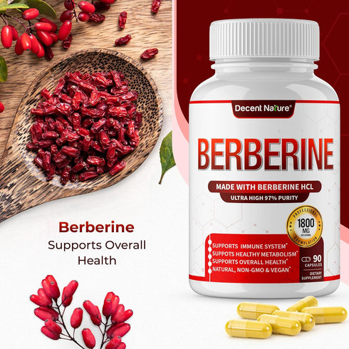Berberine Supplement 1800mg - Premium Berberine HCl 97% High Purity Berberine Plus, Supports Immune System, High Potency Berberine Hydrochloride, ...