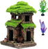 Fish House for Aquarium Aquarium Decorations Fish Hideout Fish Tank House with Lifelike Moss, Come with 2 pcs 4 inch Artificial Aquarium Plants (h...