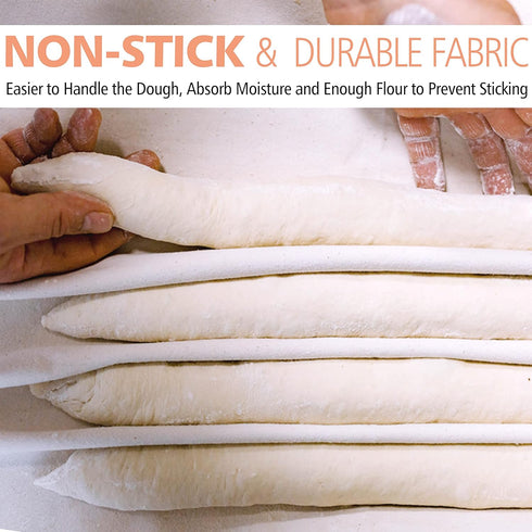 Anaeat Professional Proofing Cloth, Thick Bread Bakers Couche, 100% Natural Cotton Heavy Duty Dough Couche for Homemade Baking French Breads, Shap...