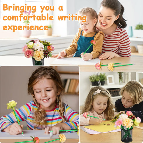 Flower Pens Gifts Valentines Mother's Day 12 Pieces Artificial Mixed Rose Pens Party Favors Birthday Wedding Office School Supplies for Mom Girls ...
