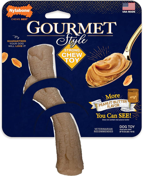 Nylabone Gourmet Style Strong Chew Stick Dog Chew Toy, Peanut Butter Flavor, Medium/Wolf (1 Count)...